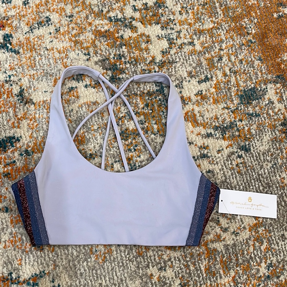 Spiritual Gangster Lavender and Navy Crop Top